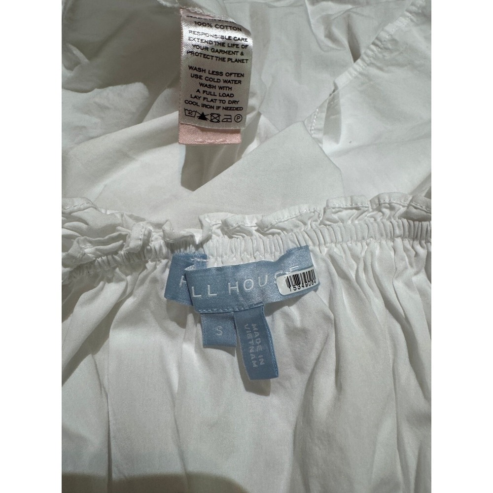 Hill House Lena Top Womens Small White Off Shoulder Ruffle Trim Boho Cotton EUC - Picture 3 of 8